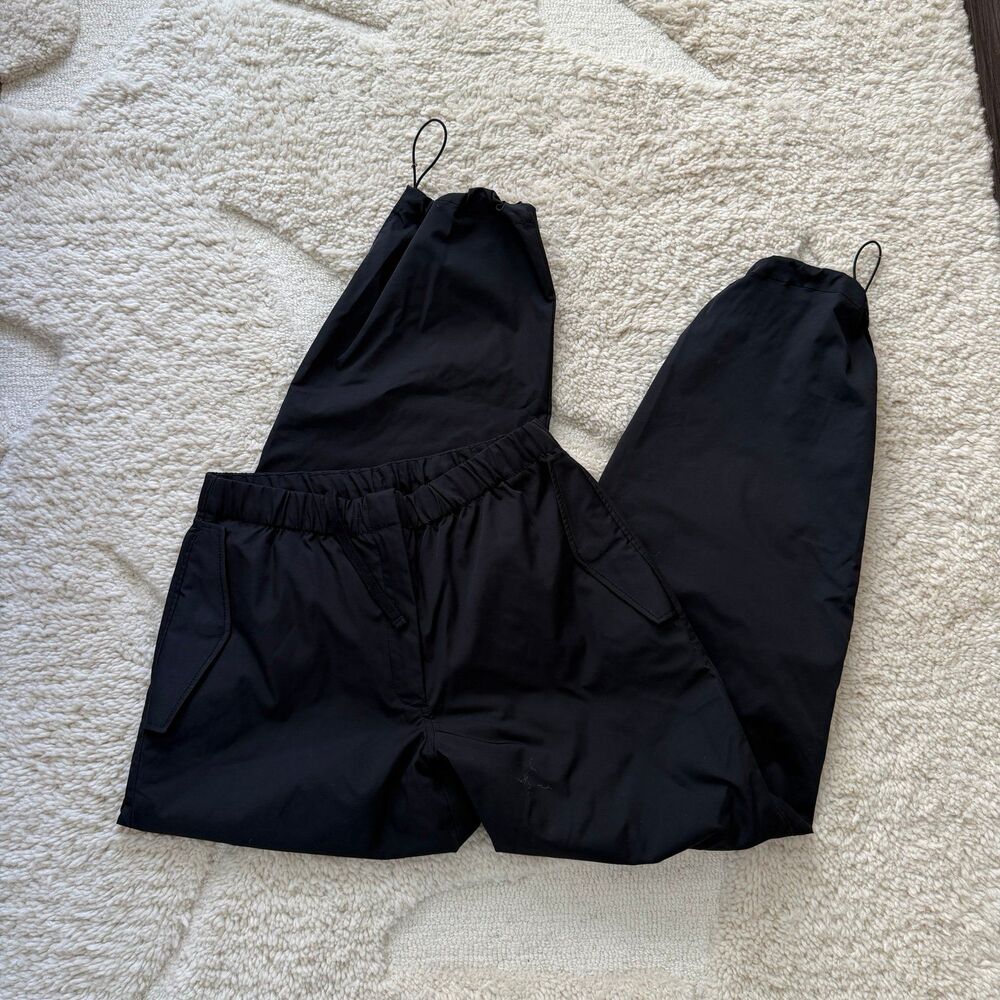 The Group by Babaton Aritzia Emerson Parachute Pants Black Wide Leg Toggle Hem